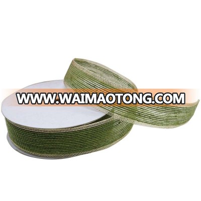 Top Brand High Quality Silver Edge Light Green Color Artificial Jute Ribbon