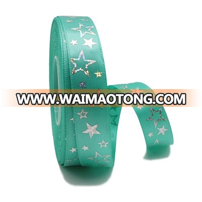 Decoration Stars Pattern Polyester Custom Print Satin Ribbon