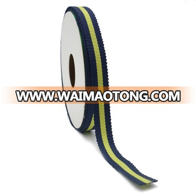 High Quality Classical Blue and Yellow Pattern Custom Stripe 25mm Grosgrain Ribbon