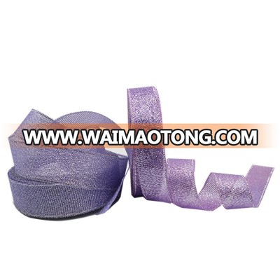 Hot Sale Elegant Purple Bling Gift  and Chocolate Package Wholesale Metallic Ribbon